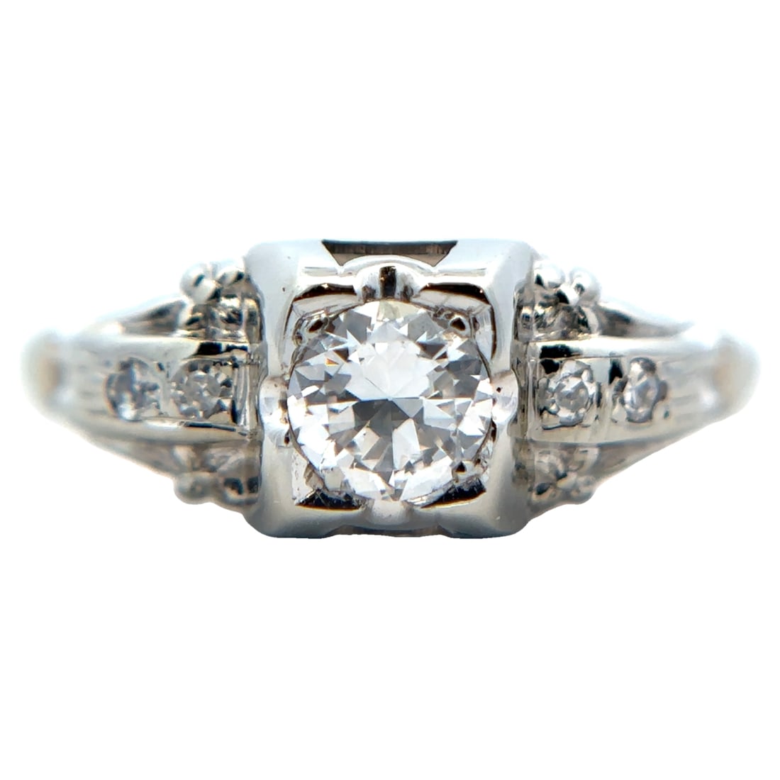 Estate Vintage Diamond Ring in 18K White Gold (1 of 6)