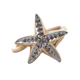 Estate Diamond Starfish Ring in 14K Yellow Gold