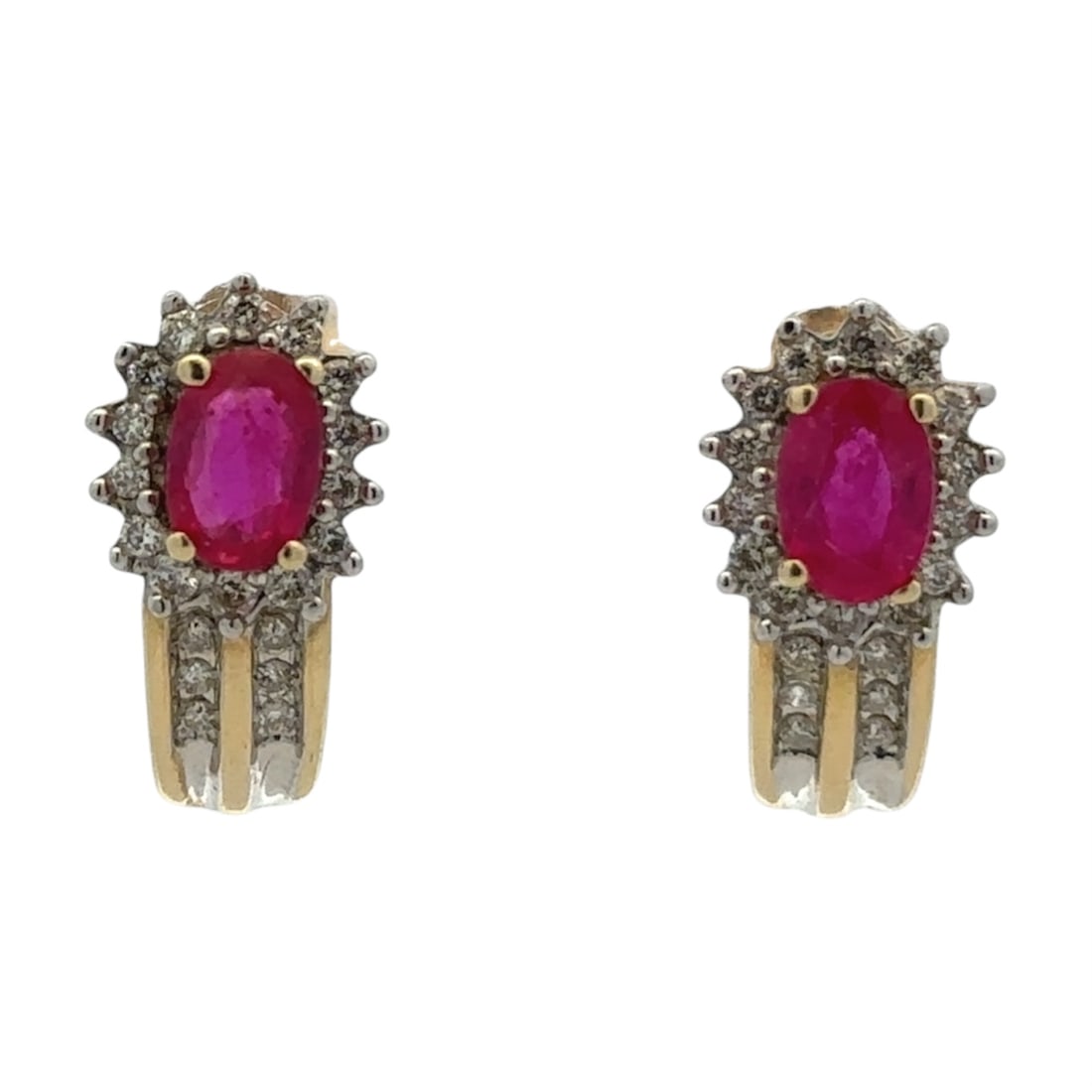Estate Ruby and Diamond Earrings in Two-Tone 14K Gold (1 of 5)