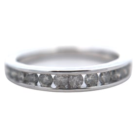Vintage Diamond Half Eternity Band in Sterling Silver