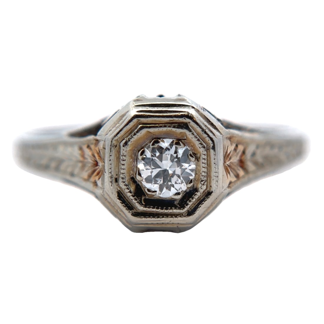 Circa 1920s Art Deco Diamond Ring in 18K White Gold (1 of 7)