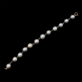 Estate Baroque Pearl Bracelet in 14K Yellow Gold