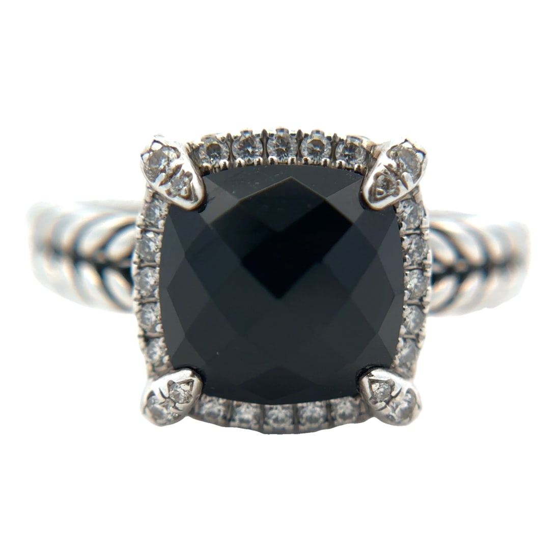 David Yurman Chatelaine Pavé Bezel Ring with Black Onyx and Diamond in Sterling Silver (1 of 8)