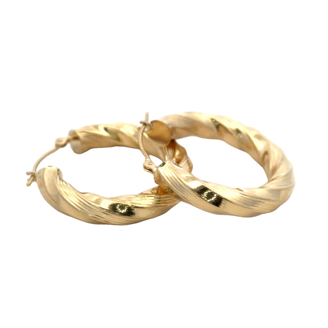 14K Gold Hollow Twist Hoop Earrings (1 of 5)