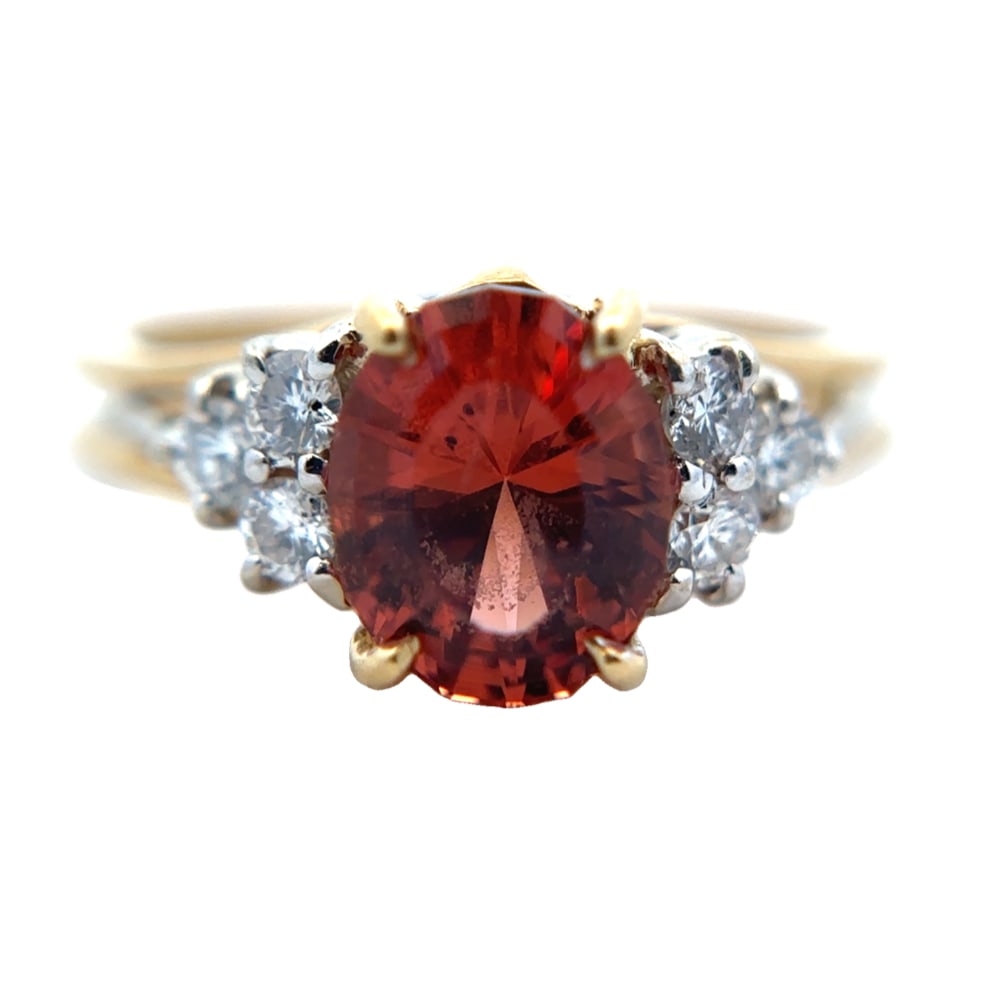 1.03ct Imperial Topaz and Diamond Ring, 18K Gold (1 of 6)