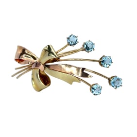 Tiffany & Co. Blue Zircon Brooch in 14K Yellow/Rose Gold