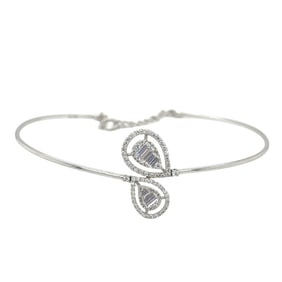 14K White Gold Diamond Bangle Bracelet