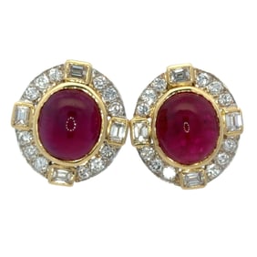 Ruby and Diamond Earrings, 18K Gold