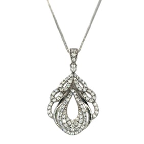 18K White Gold Pendant and Chain