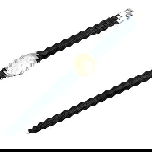 Swiss Audemars Piguet Genevé Wrist Watch: Swiss Audemars Piguet Genevé wrist watch 14264 with handmade french strap, Measurement: 9.5" Length, Case size: 32 mm including crown, Weight: 29.5 grams