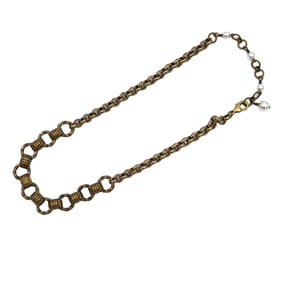Faux Pearls Chain Choker Necklace in Gold Tone Metal