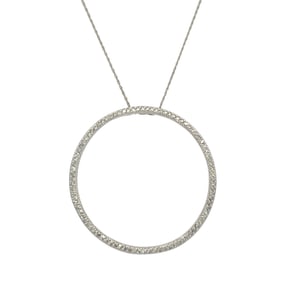 Circle Diamond Pendant Necklace in 14K White Gold