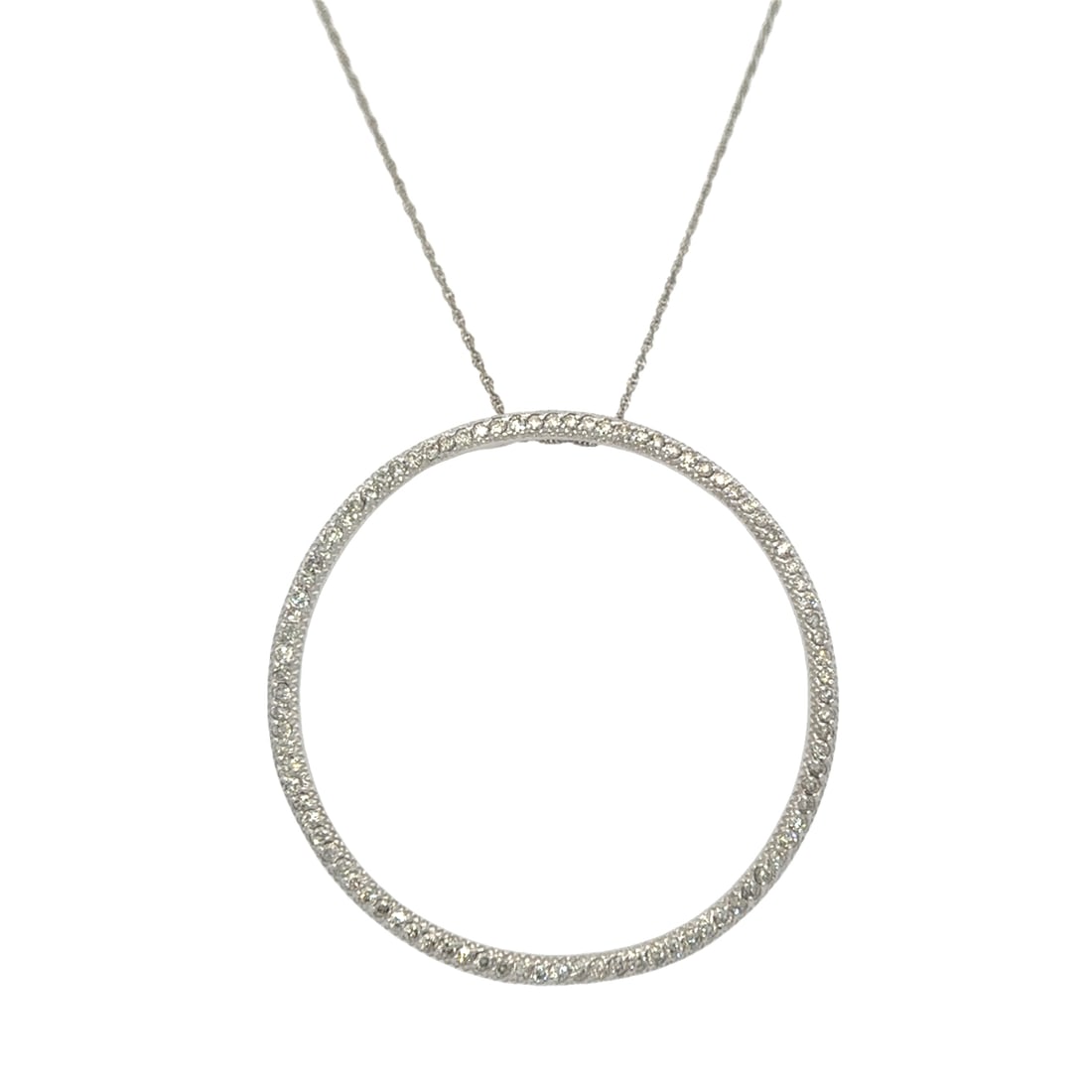Circle Diamond Pendant Necklace in 14K White Gold (1 of 6)