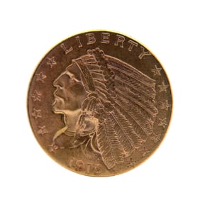 1915 Gold US $2.5 Dollar Indian Head Quarter Eagle Coin