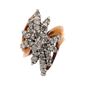 Diamond Cluster Cocktail Ring in 10K Yellow Gold