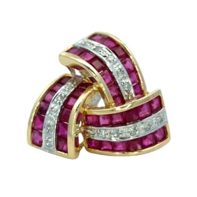 14K Gold Ruby and Diamond Single Earring
