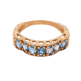 Oval Blue Topaz Ring, 14K Gold