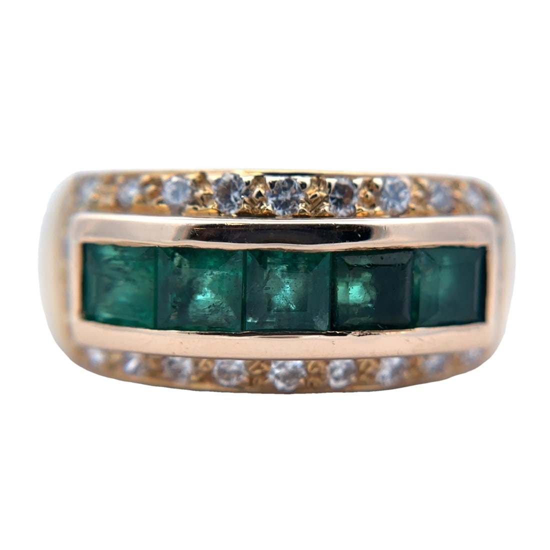 18K Yellow Gold Emerald and Diamond Ring (1 of 7)