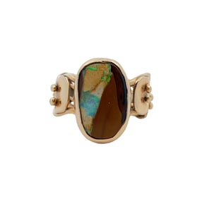 Estate Boulder Opal Ring in 14K Yellow Gold