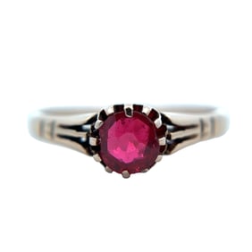 Estate Lab-Grown Ruby Ring in 14K Yellow Gold