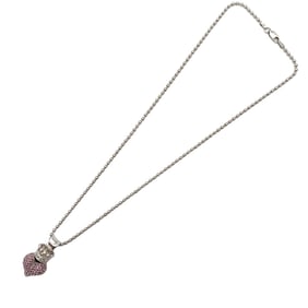 Queen Baby Crowned Heart Pendant with Pink Quartz in Sterling Silver