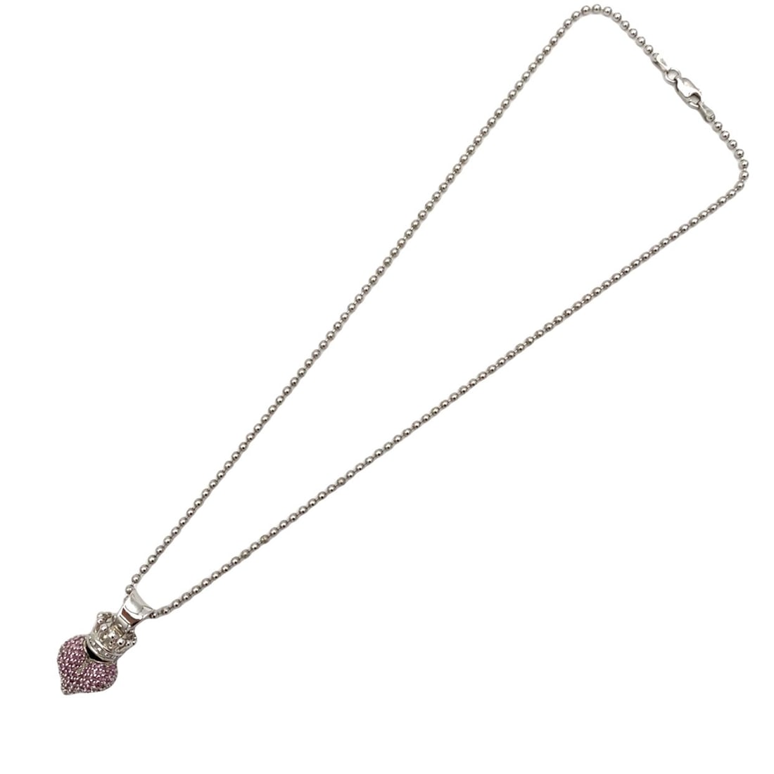 Queen Baby Crowned Heart Pendant with Pink Quartz in Sterling Silver (1 of 5)