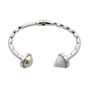 Eddie Borgo Inlaid Pearl Hinged Cuff Bracelet
