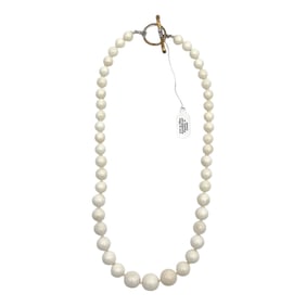 Gems en Vogue Michael Valitutti NH White Coral Graduated Bead Toggle Necklace