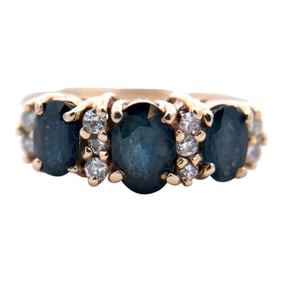 Designer Sapphire and Diamond Ring in 14K Yellow Gold
