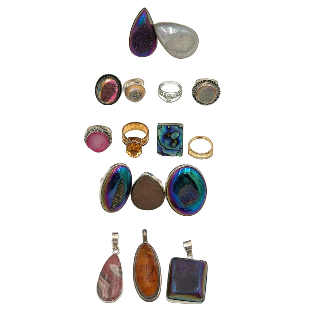 Lot of 16 Assorted Rings + Pendants with Multi-Gemstones in Sterling Silver (1 of 4)