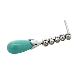 Single Earring with Turquoise and Diamond in 18K White Gold