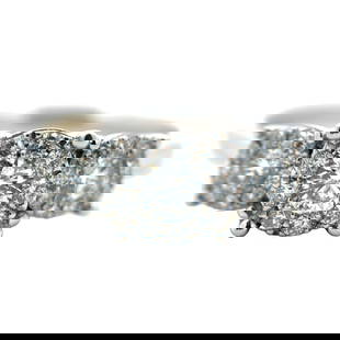 0.55ctw Diamond Cluster Engagement Ring, 18K White Gold: Estate 18 karat white gold ring with 3 round diamonds at 0.27ctw and accent round diamonds at 0.28ctw, size US 7, 4.0g