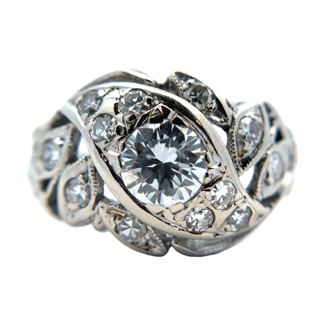 Art Deco 14K White Gold 0.88CTW Diamond Ring (1 of 5)