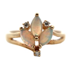 10K Gold Opal and Diamond Ring