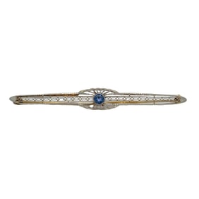 Antique 14K Gold Sapphire Bar Brooch