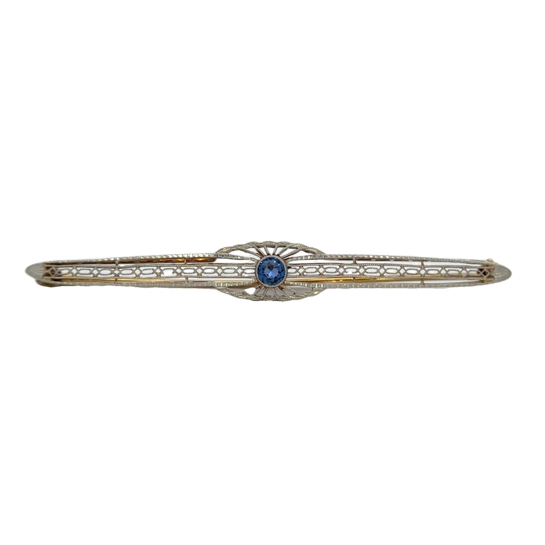 Antique 14K Gold Sapphire Bar Brooch (1 of 6)