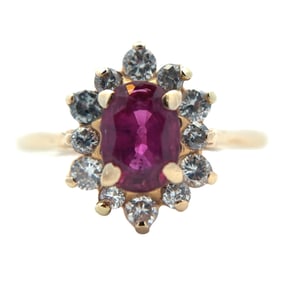 Oval Ruby and Diamond Engagement Ring, 14K Gold