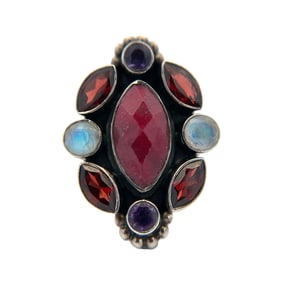Sterling Silver Ruby Cocktail Ring