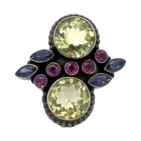 Multicolor Quartz Sterling Silver Cocktail Ring