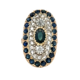 Sapphire and Diamond Ring in 18K Two-Tone Gold