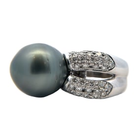 Tahitian Pearl and Diamond Enhancer Pendant in 14K White Gold