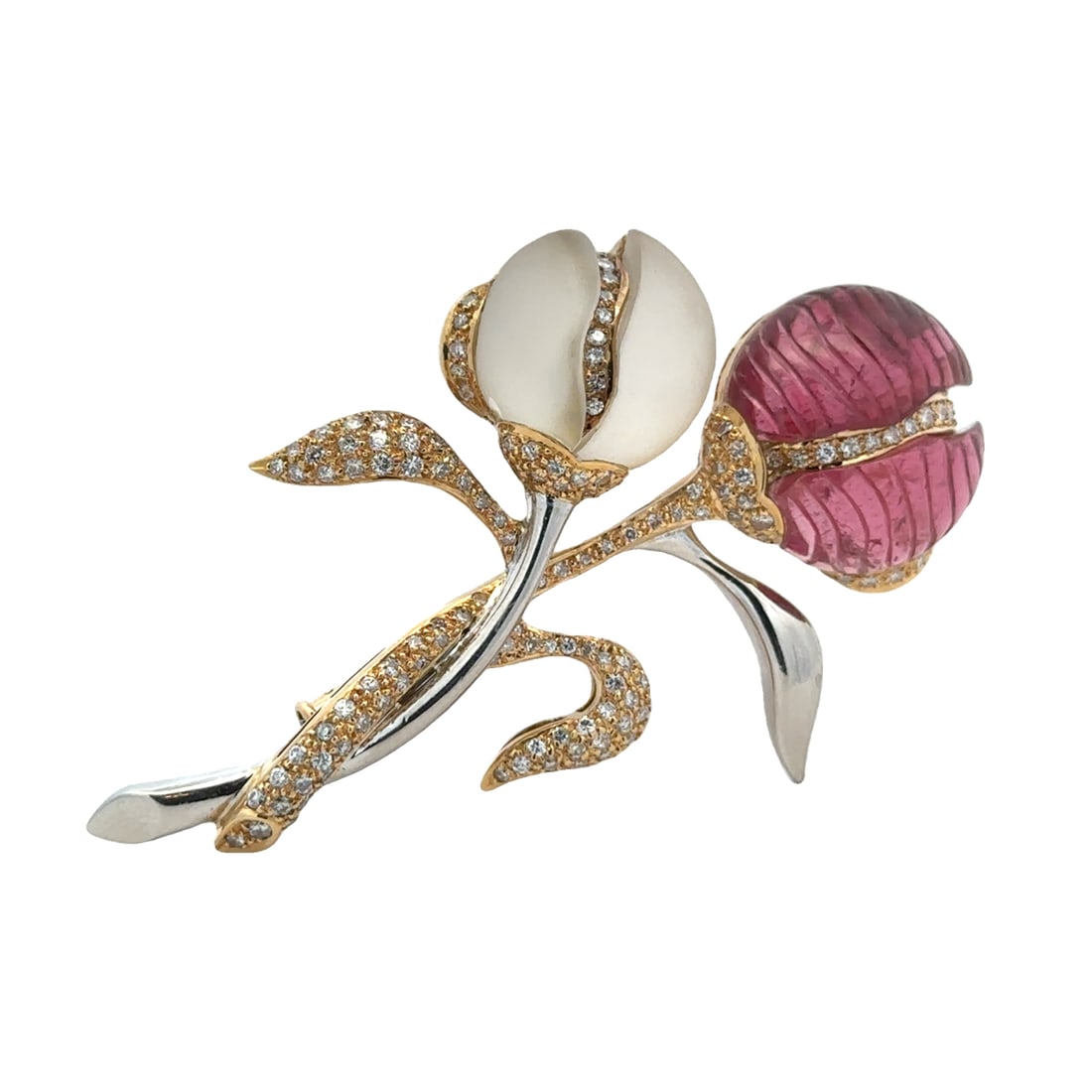Tourmaline, Rock Crystal and Diamond Bouquet Brooch, Platinum and 18 Karat Gold (1 of 5)