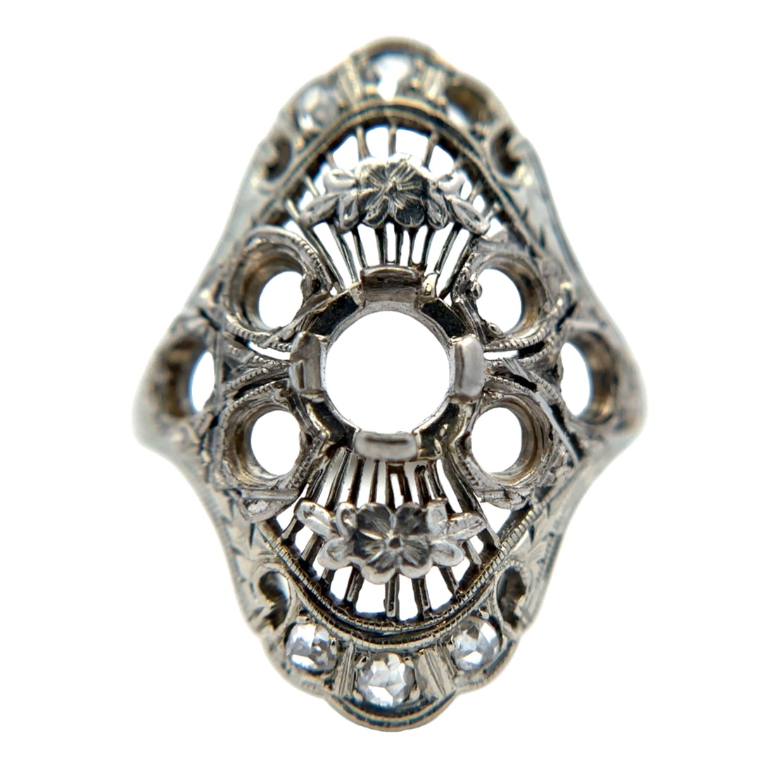 Circa 1920s Art Deco Ring Mounting in 18K White Gold (1 of 8)