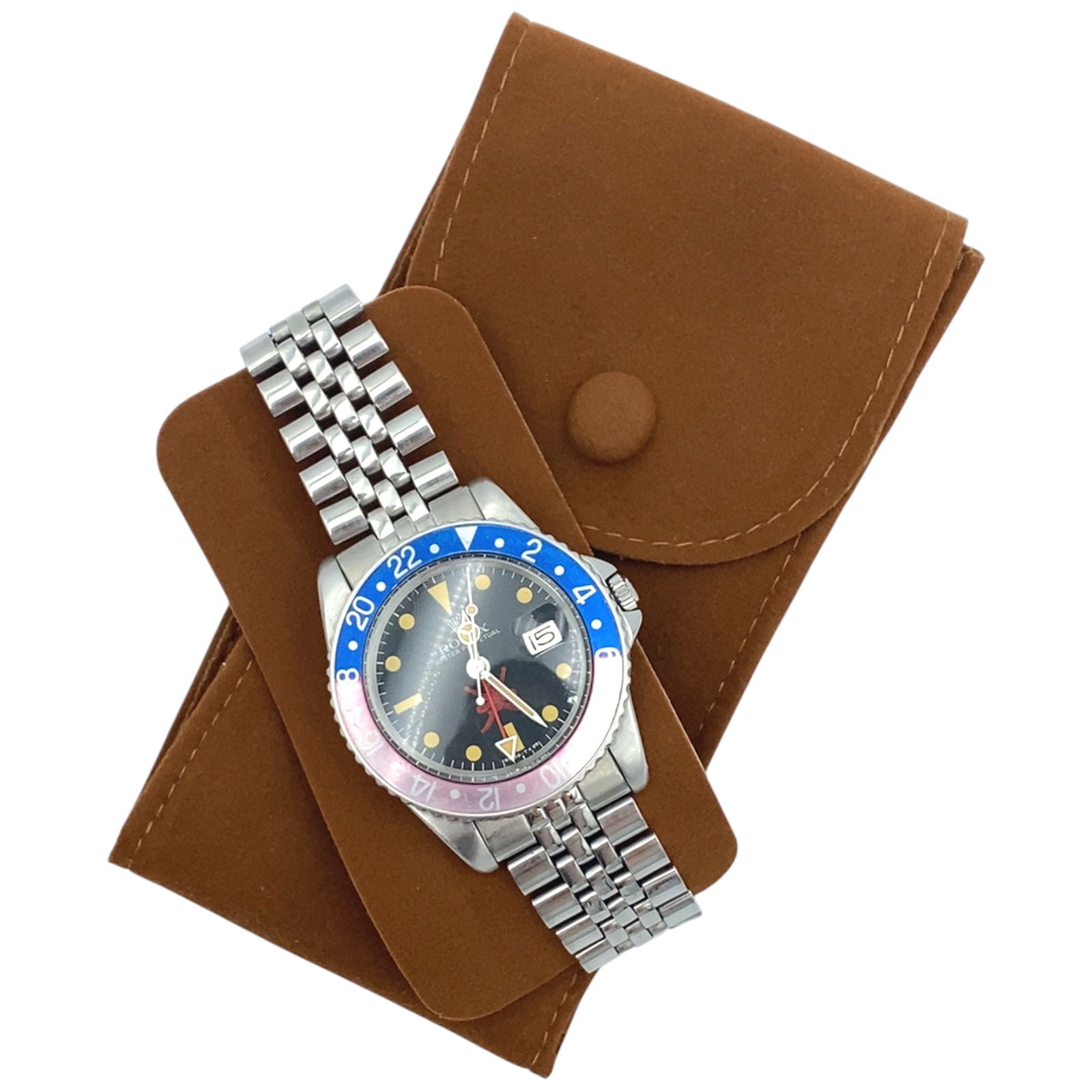 Vintage Estate GMT-Master II Pepsi Blue and Red Bezel Stainless Steel Jubilee Watch (1 of 8)