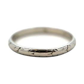 Art Deco Etched Band Ring in 18K White Gold