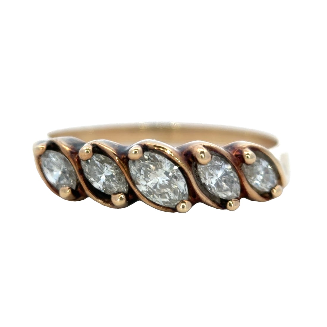 Marquise Diamond Band Ring in 14K Yellow Gold: Metal type: 14k yellow gold, Gemstone: .65cttw diamond VS-SI marquise diamond, Size 11, Weight: 3.6g
