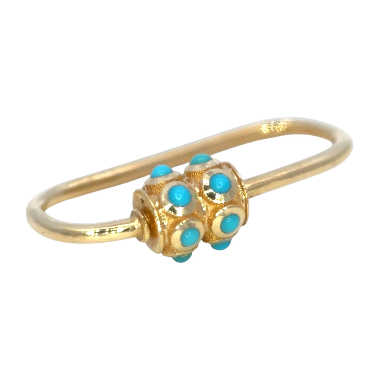 14K Yellow Gold Locking Charm/Pendant with Turquoise: Metal type: 14k yellow gold, Gemstone: Turquoise, Design: Locking charm/pendant, Measurement: 0.75" Length, Weight: 1.0 gram