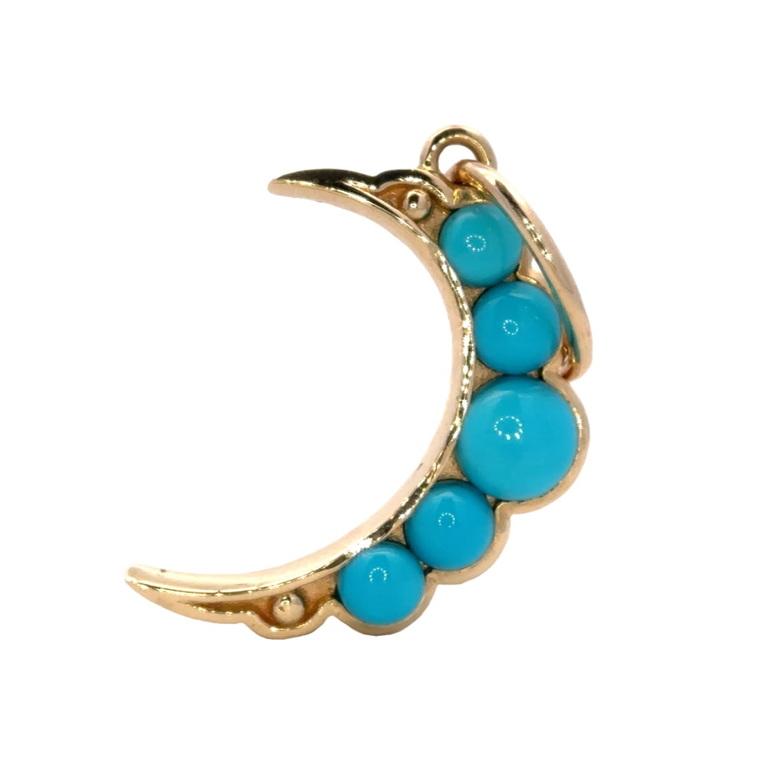 14K Yellow Gold Crescent Moon Pendant with Turquoise (1 of 4)