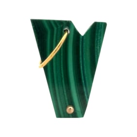 Malachite "V" Pendant in 18K Yellow Gold Bail