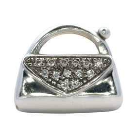 Italian Purse Charm with Pavé Diamond in 18K White Gold